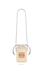 Loewe Women Square pocket in iraca palm and calfskin 206XF315 Natural/Tan - Image 4
