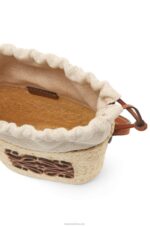 Loewe Women Square pocket in iraca palm and calfskin 206XF315 Natural/Tan - Image 5
