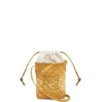 Loewe Women Square pocket in iraca palm and calfskin 206XF316 Ochre