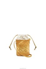 Loewe Women Square pocket in iraca palm and calfskin 206XF316 Ochre
