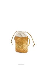Loewe Women Square pocket in iraca palm and calfskin 206XF316 Ochre - Image 3