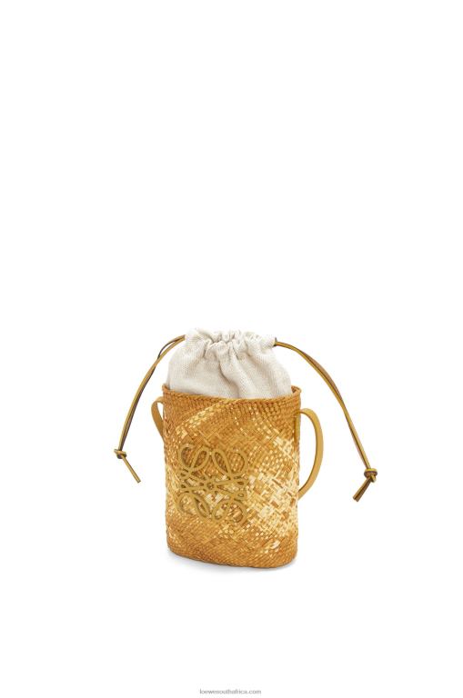 Loewe Women Square pocket in iraca palm and calfskin 206XF316 Ochre - Image 3