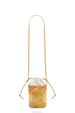 Loewe Women Square pocket in iraca palm and calfskin 206XF316 Ochre - Image 4