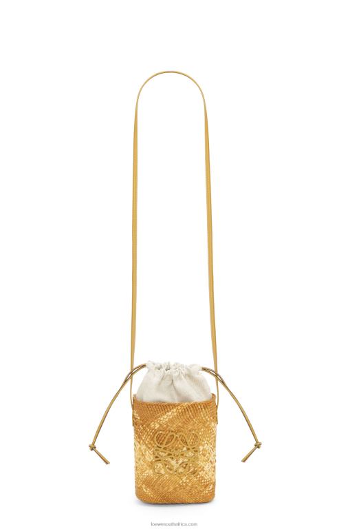 Loewe Women Square pocket in iraca palm and calfskin 206XF316 Ochre - Image 4