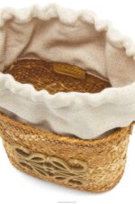 Loewe Women Square pocket in iraca palm and calfskin 206XF316 Ochre - Image 5