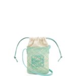 Loewe Women Square pocket in iraca palm and calfskin 206XF317 Fresh Mint
