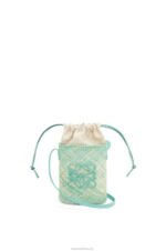 Loewe Women Square pocket in iraca palm and calfskin 206XF317 Fresh Mint