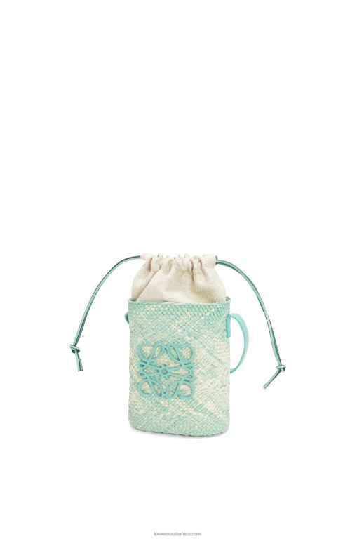 Loewe Women Square pocket in iraca palm and calfskin 206XF317 Fresh Mint - Image 3
