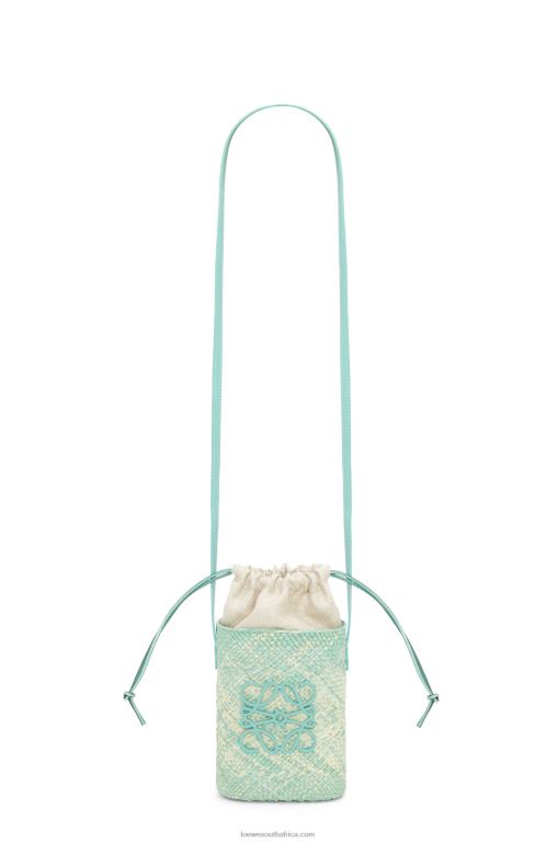 Loewe Women Square pocket in iraca palm and calfskin 206XF317 Fresh Mint - Image 4