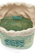 Loewe Women Square pocket in iraca palm and calfskin 206XF317 Fresh Mint - Image 5