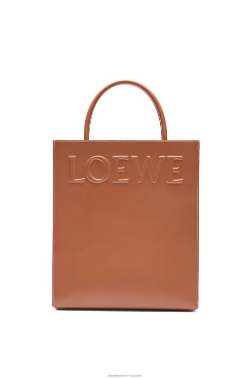 loewe_women_standard_a4_tote_in_sleek_calfskin_206xf115_tan.jpg Loewe Women Standard A4 Tote in sleek calfskin 206XF115 Tan - Image 1