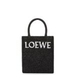 Loewe Women Standard A5 Tote bag in raffia 206XF72 Black/White