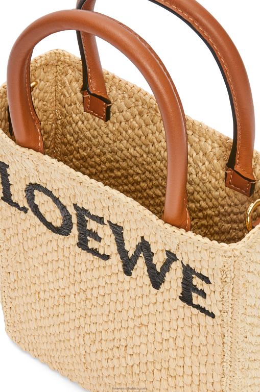 Loewe Women Standard A5 Tote bag in raffia 206XF74 Natural/Black - Image 6