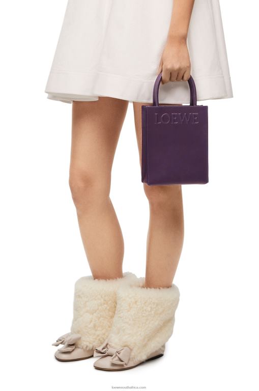 Loewe Women Standard A5 Tote in sleek calfskin 206XF192 Deep Aubergine - Image 2