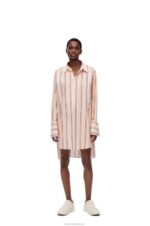 Loewe Women Stripe deconstructed shirt dress in cotton 206XF1096 Yellow/Blue/Orange - Image 2