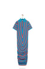 Loewe Women Stripe polo dress in cotton 206XF1102 Red/Blue - Image 4