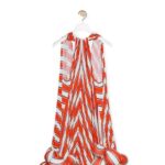 Loewe Women Stripe pom pom dress in viscose 206XF1088 Orange/White