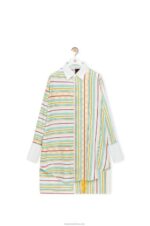 Loewe Women Stripe shirt dress in cotton, linen and silk 206XF1052 Green/Red - Image 5