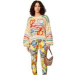 Loewe Women Stripe sweater in mohair 206XF1003 White/Multicolor