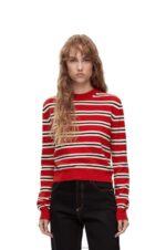 Loewe Women Stripe sweater in wool 206XF987 Red/White/Black - Image 2