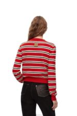 Loewe Women Stripe sweater in wool 206XF987 Red/White/Black - Image 3