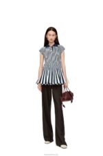 Loewe Women Striped mini dress in viscose blend knit 206XF1063 Navy/White - Image 2