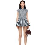Loewe Women Striped mini dress in viscose blend knit 206XF1063 Navy/White