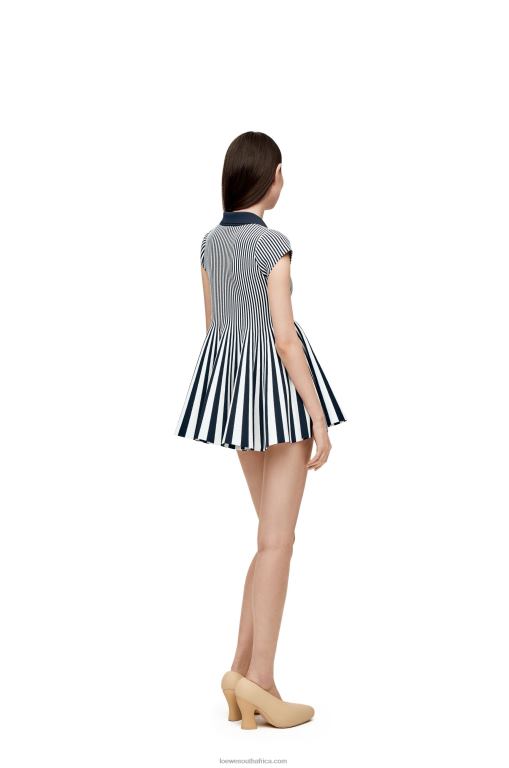 Loewe Women Striped mini dress in viscose blend knit 206XF1063 Navy/White - Image 4