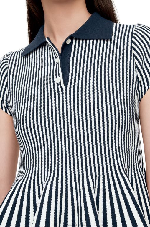 Loewe Women Striped mini dress in viscose blend knit 206XF1063 Navy/White - Image 5