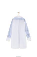 Loewe Women Striped plastron shirt in cotton 206XF936 White/Blue - Image 2