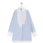 Loewe Women Striped plastron shirt in cotton 206XF936 White/Blue