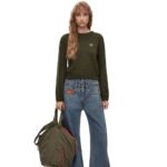 Loewe Women Sweater in wool 206XF979 Khaki Green