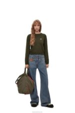 Loewe Women Sweater in wool 206XF979 Khaki Green