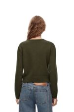 Loewe Women Sweater in wool 206XF979 Khaki Green - Image 3