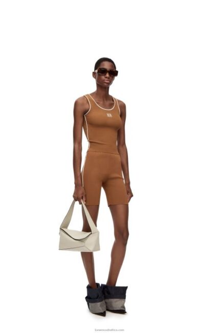 Loewe Women Tank top in viscose 206XF940 Brown