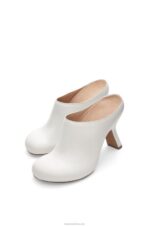 Loewe Women Terra heel clog in calfskin 206XF742 White - Image 3