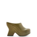 Loewe Women Terra wedge clog in calfskin 206XF746 Olive