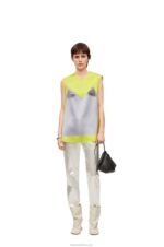 Loewe Women Top in technical satin 206XF853 Yellow/Grey