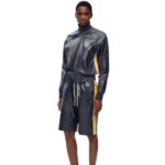 Loewe Women Tracksuit shorts in nappa 206XF1117 Navy/Yellow
