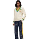 Loewe Women Tracksuit trousers in nappa 206XF1118 Navy/Yellow