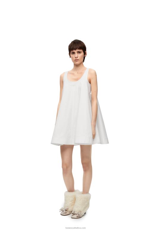 loewe_women_trapeze_dress_in_cotton_206xf1034_white.jpg Loewe Women Trapeze dress in cotton 206XF1034 White - Image 1