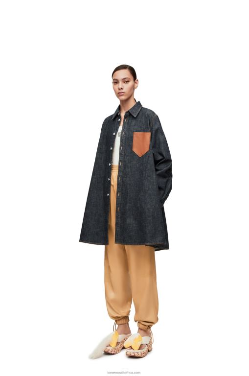 loewe_women_trapeze_overshirt_in_denim_206xf896_blue_denim.jpg Loewe Women Trapeze overshirt in denim 206XF896 Blue Denim - Image 1