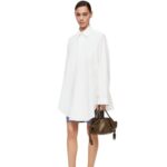 Loewe Women Trapeze shirt dress in cotton 206XF1083 White