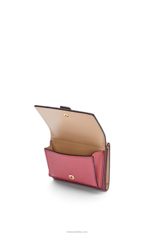 Loewe Women Trifold wallet in soft grained calfskin 206XF1241 Plumrose/Chocolate - Image 3