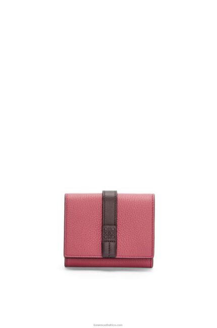 Loewe Women Trifold wallet in soft grained calfskin 206XF1241 Plumrose/Chocolate