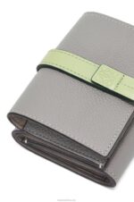 Loewe Women Trifold wallet in soft grained calfskin 206XF1250 Pearl Grey/Light Pale Green - Image 6