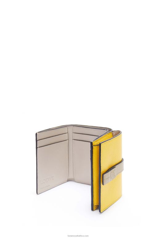 Loewe Women Trifold wallet in soft grained calfskin 206XF1284 Yellow/Clay Green - Image 4