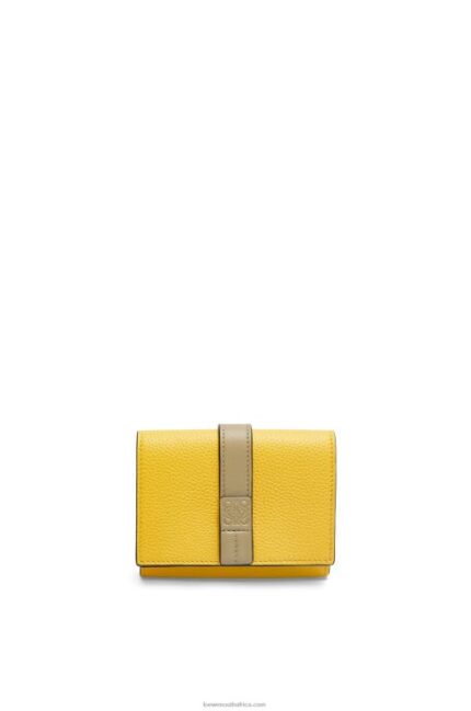 Loewe Women Trifold wallet in soft grained calfskin 206XF1284 Yellow/Clay Green