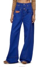 Loewe Women Trompe l'oeil jeans in denim 206XF1181 Bright Blue - Image 2