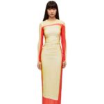 Loewe Women Tube dress in mesh 206XF1031 Yellow/Red
